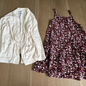 Old Navy Cream Cardigan with jumping beans Floral Dress